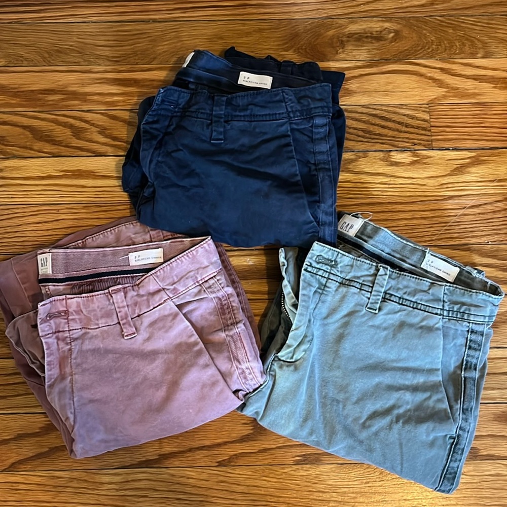 Gap Girlfriend Chino Pants 2P Three Pairs (Navy, Pink and green)
